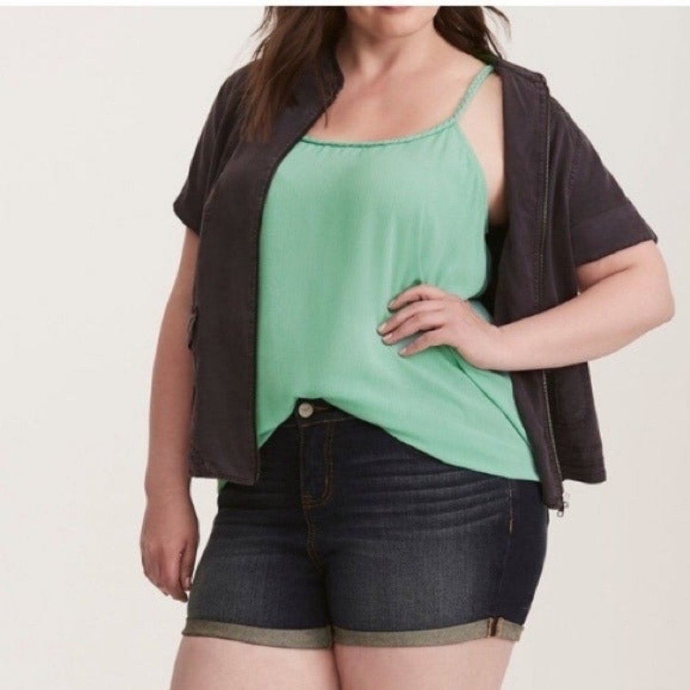 Torrid Mint Braided Strap Gauze Swing Cami